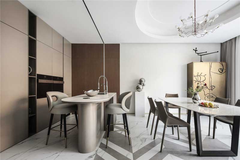 深圳龍華區(qū)現(xiàn)代中式風(fēng)格舊房裝修改造完工后實(shí)景圖開放式廚房