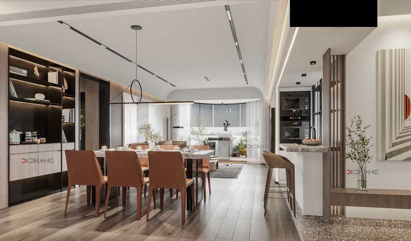 北歐風(fēng)格餐廳裝修設(shè)計皮質(zhì)餐椅