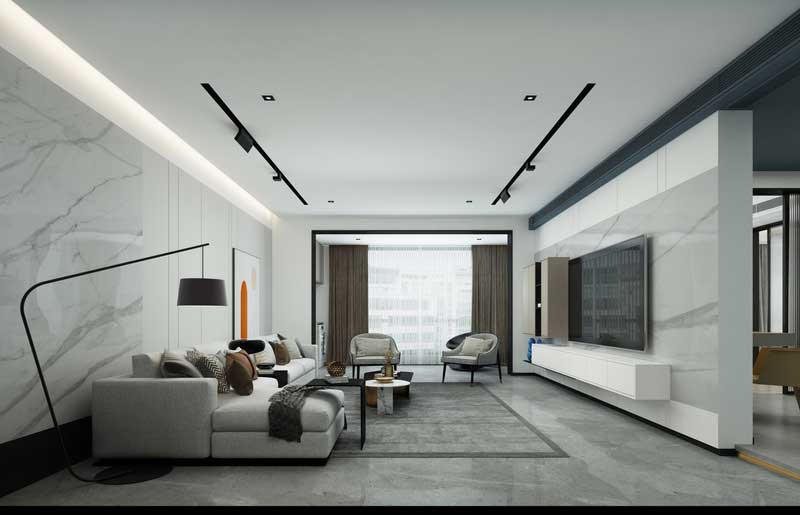 深圳南山中心區(qū)現(xiàn)代風(fēng)格家居新房裝修客廳休閑區(qū)效果圖