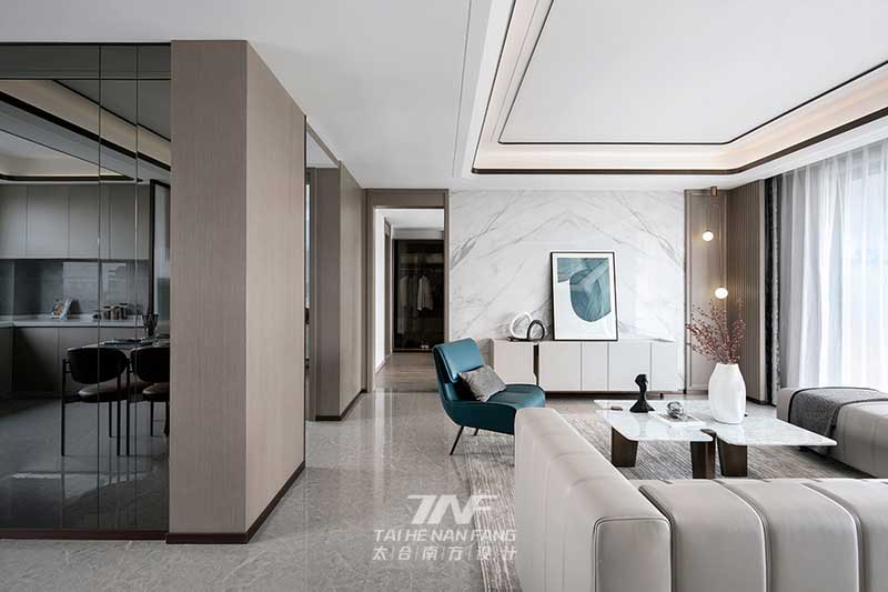 深圳龍華新中式家庭住宅裝修客廳軟裝陳設(shè)