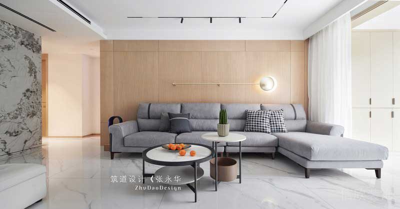 深圳龍崗平湖極簡北歐風(fēng)家居裝修客廳沙發(fā)背景墻