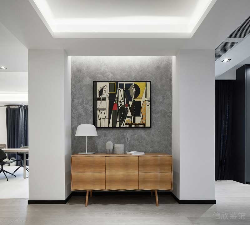 深圳龍崗區(qū)黑白灰極簡風(fēng)家居裝修竣工實(shí)景圖玄關(guān)