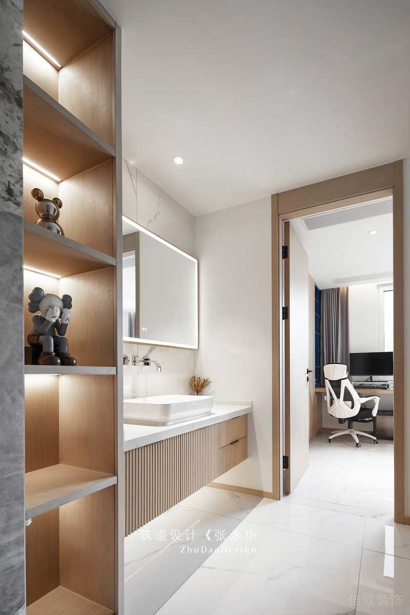 深圳龍崗平湖極簡北歐風(fēng)家居裝修開放式洗手臺