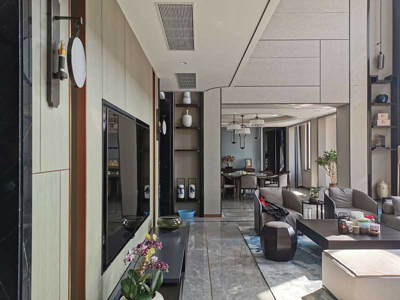 深圳南山新中式家居裝修設(shè)計(jì)圖客廳電視背景墻