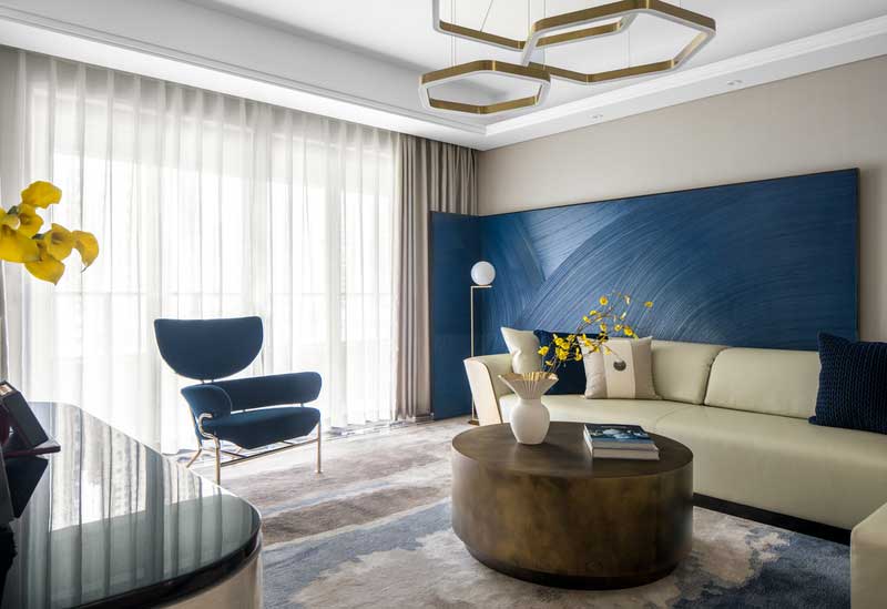 深圳羅湖萬科三居室輕奢風(fēng)格樣板房設(shè)計案例客廳家具