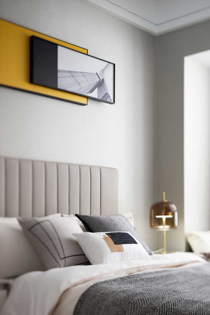 深圳龍崗坂田萬科第五園輕奢風大戶型樣板間設計次臥床品 深圳龍崗坂田萬科第五園輕奢風大戶型樣板間設計次臥床品