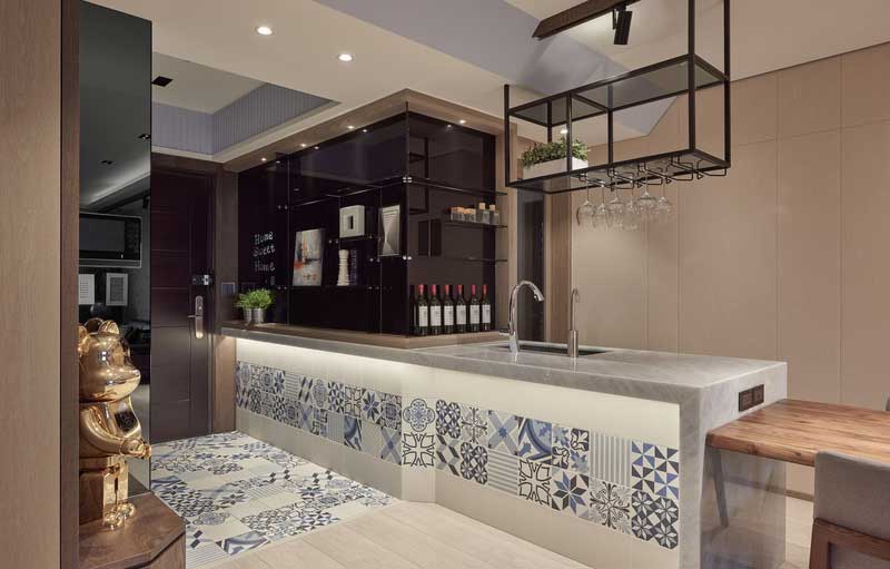 深圳福田區(qū)梅林北歐風(fēng)格家庭裝修工程水吧操作臺(tái)