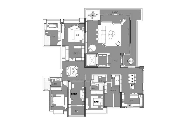 深圳龍崗區極簡風格大戶型家裝裝修設計圖平面布置圖 深圳龍崗區極簡風格大戶型家裝裝修設計圖平面布置圖