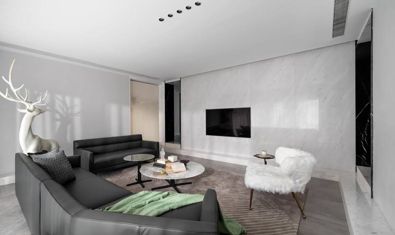 深圳羅湖區極簡風80平方復式小戶型裝修設計電視背景墻 深圳羅湖區極簡風80平方復式小戶型裝修設計電視背景墻