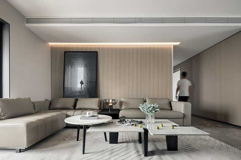 門深圳鹽田現代簡約家居住宅裝修設計客廳沙發背景墻