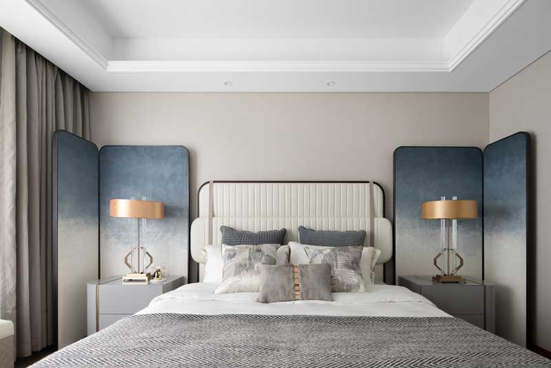 深圳羅湖萬科三居室輕奢風(fēng)格樣板房設(shè)計案例主臥