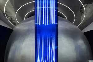 金屬球形收納銀色過道創(chuàng)意設(shè)計(jì)科技未來感辦公室裝修效果圖換新led燈飾設(shè)計(jì)