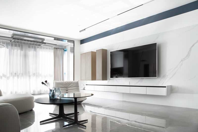 深圳南山中心區(qū)現(xiàn)代風(fēng)格家居新房裝修客廳電視背景墻