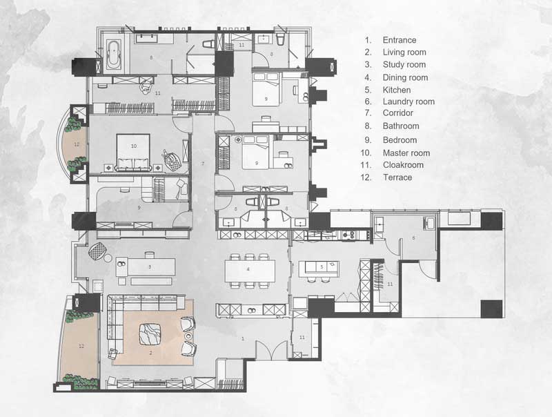 深圳寶安區(qū)暖色調(diào)輕奢風(fēng)格家裝裝修平面布置圖 深圳寶安區(qū)暖色調(diào)輕奢風(fēng)格家裝裝修平面布置圖