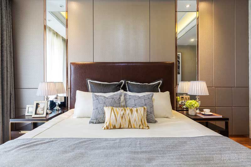 深圳龍華觀瀾現代輕奢家庭別墅裝飾設計次臥床頭背景墻 深圳龍華觀瀾現代輕奢家庭別墅裝飾設計次臥床頭背景墻