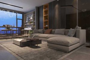 深圳羅湖區后現代家庭住房裝修設計方案客廳效果圖