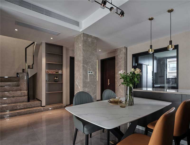 深圳南山區玫瑰金調性輕奢風家庭裝修實景圖餐廳 深圳南山區玫瑰金調性輕奢風家庭裝修實景圖餐廳