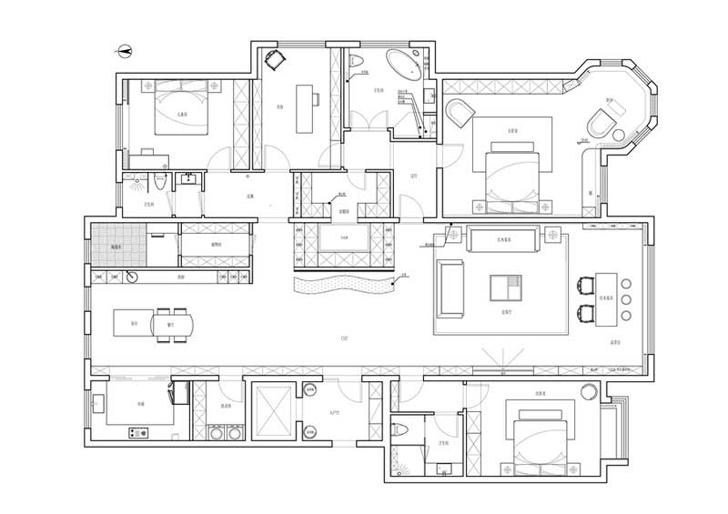 深圳福田區現代中式奢華家居裝修平面布置圖 深圳福田區現代中式奢華家居裝修平面布置圖