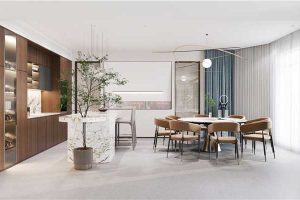 內(nèi)嵌式木柜無(wú)縫工藝開放式廚房設(shè)計(jì)圖