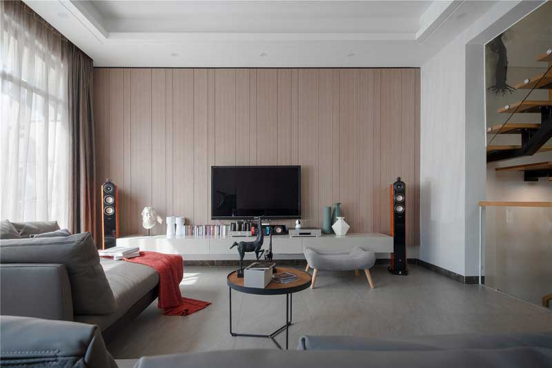 深圳南山簡(jiǎn)約風(fēng)格120平方家庭住房裝修電視背景墻