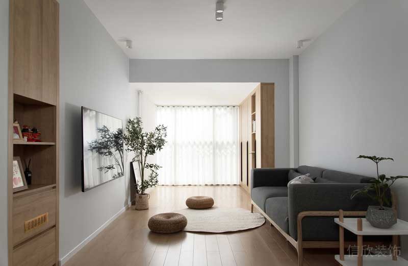 原木房?jī)?nèi)嵌式儲(chǔ)物柜裝修日式簡(jiǎn)約風(fēng)小戶型客廳效果圖過道