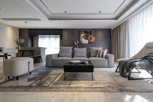 商務風簡約平頂內嵌式中央空調客廳設計套間