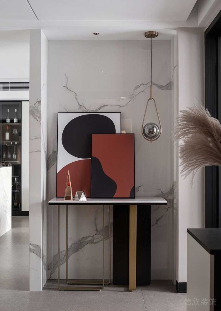 藝術(shù)感現(xiàn)代天花吊頂沙漏設(shè)計(jì)水磨石全屋定制