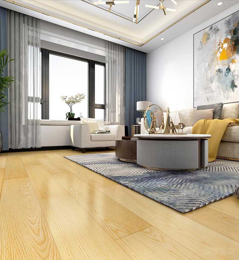 輕奢風(fēng)客廳天花吊頂金色線條收邊。