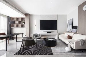 深圳羅湖區(qū)黑白色簡(jiǎn)約風(fēng)格家居裝修圖客廳效果圖