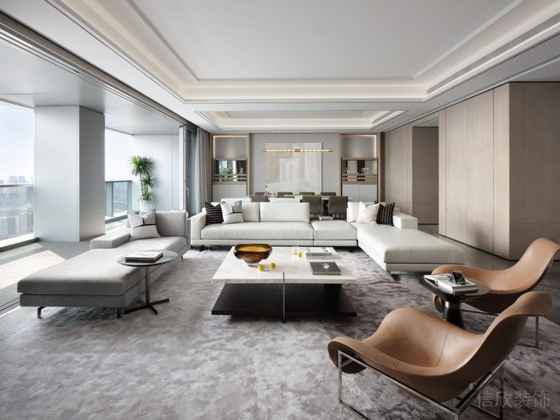 深圳寶安區(qū)現(xiàn)代簡(jiǎn)約風(fēng)格精裝修設(shè)計(jì)施工客餐廳效果圖