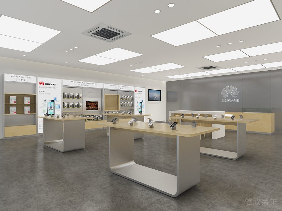 深圳福田COCO Park現(xiàn)代風(fēng)格華為專賣店裝修設(shè)計(jì)大堂效果圖