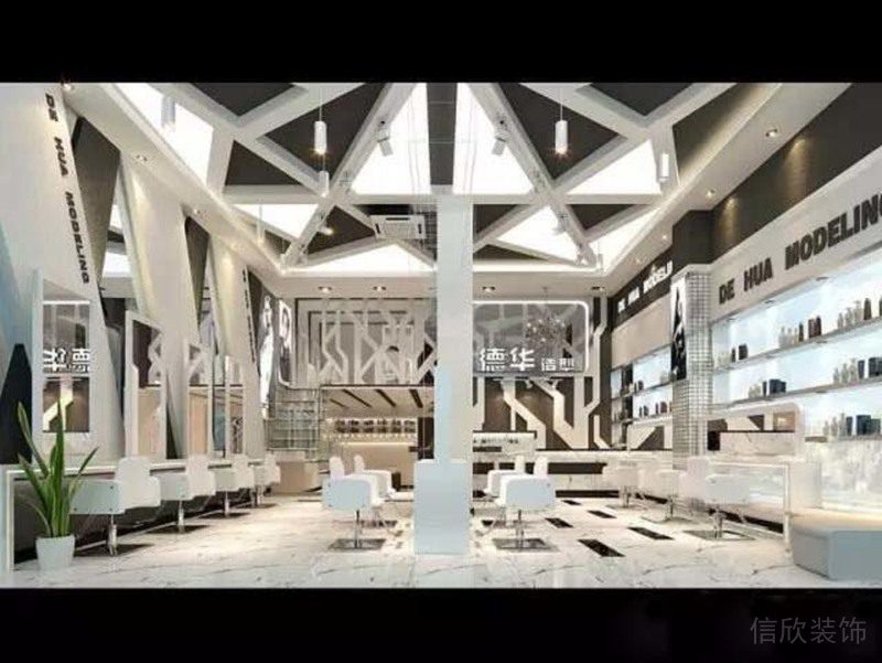 深圳羅湖現(xiàn)代工業(yè)風美發(fā)店裝飾裝修設計修剪區(qū)效果圖理發(fā)廳效果圖