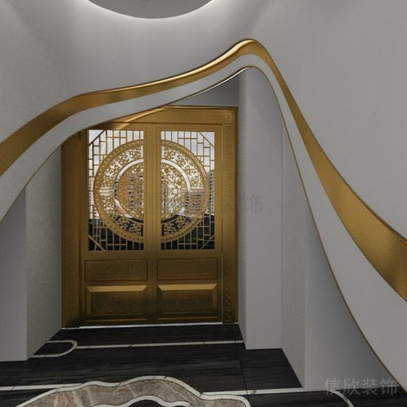 福田新洲美容院裝修設(shè)計(jì)金色大門(mén) 588x588