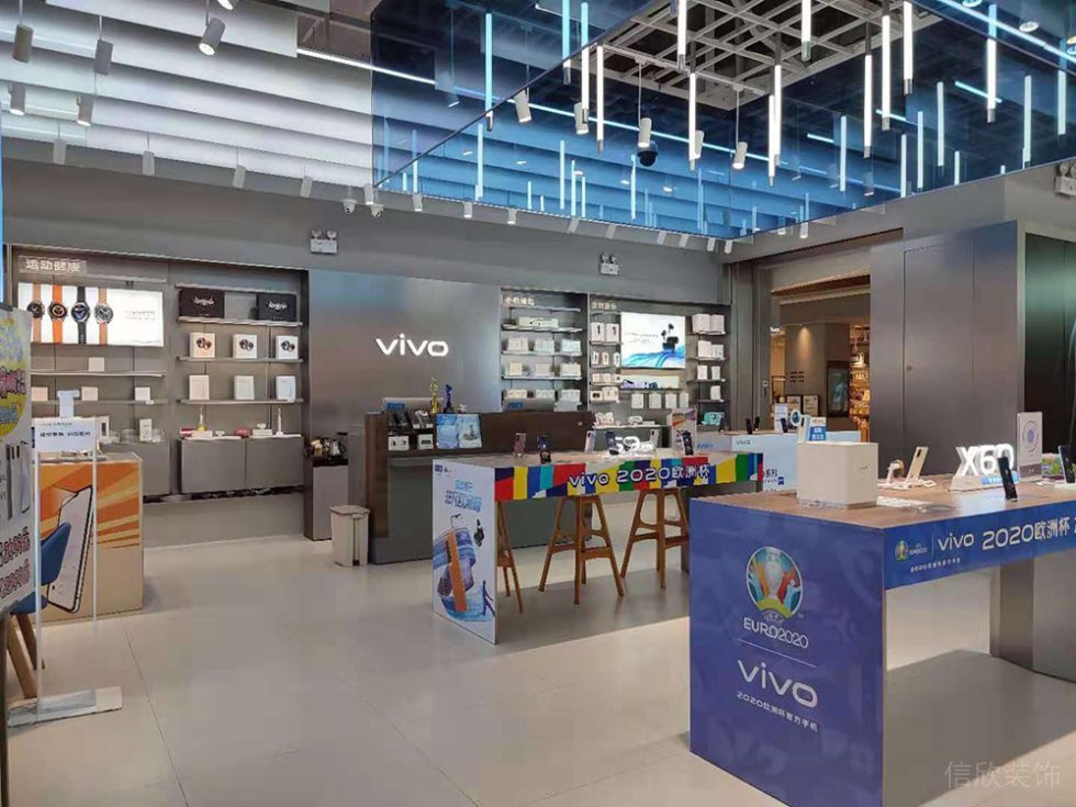 深圳羅湖現(xiàn)代風(fēng)格vivo專賣店裝修中島展臺