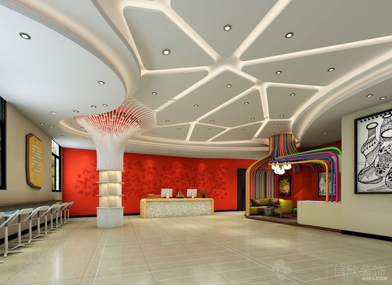 天花線條直線設(shè)計水吧臺茶室墻體設(shè)計辦公室大廳培訓教育機構(gòu)