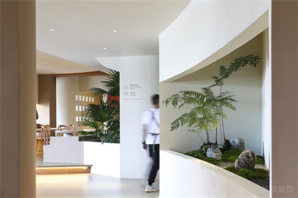 深圳簡(jiǎn)約風(fēng)格素食館裝修設(shè)計(jì)綠植裝飾