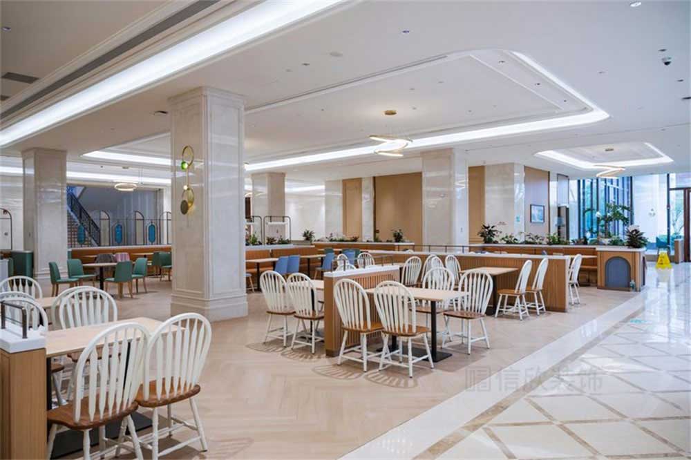 深圳龍華公司輕奢風員工餐廳裝修設計動線規劃 深圳龍華公司輕奢風員工餐廳裝修設計動線規劃