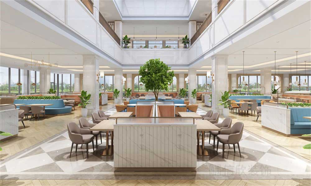 深圳龍華公司輕奢風員工餐廳裝修設計采光天井 深圳龍華公司輕奢風員工餐廳裝修設計采光天井