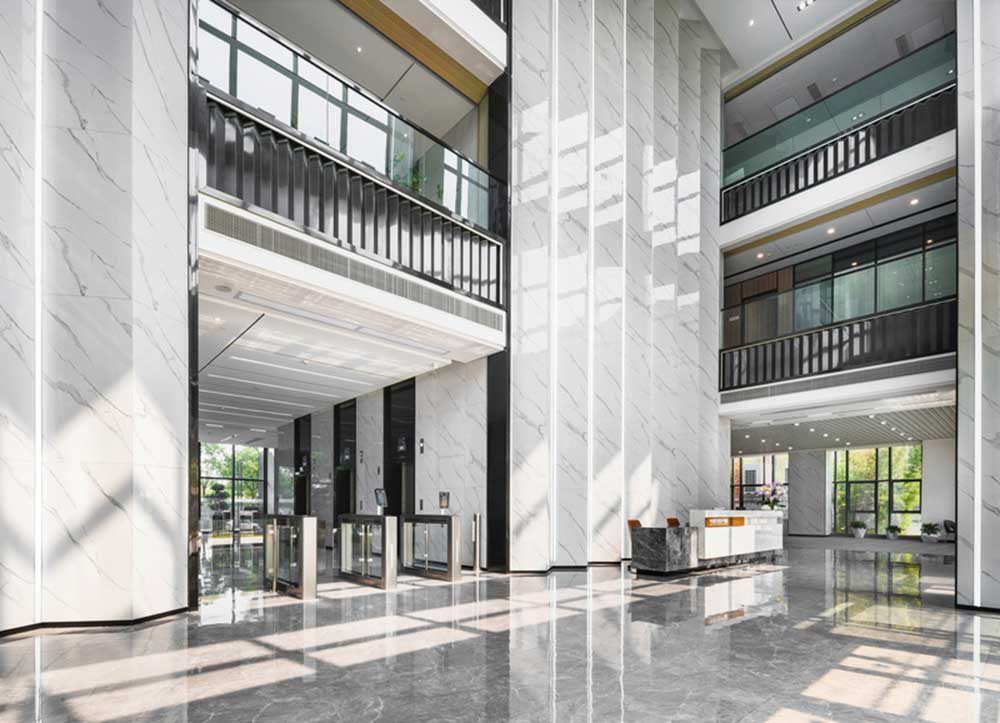 深圳羅湖區(qū)華潤大廈現(xiàn)代簡(jiǎn)約風(fēng)格辦公室設(shè)計(jì)案例大堂前臺(tái)