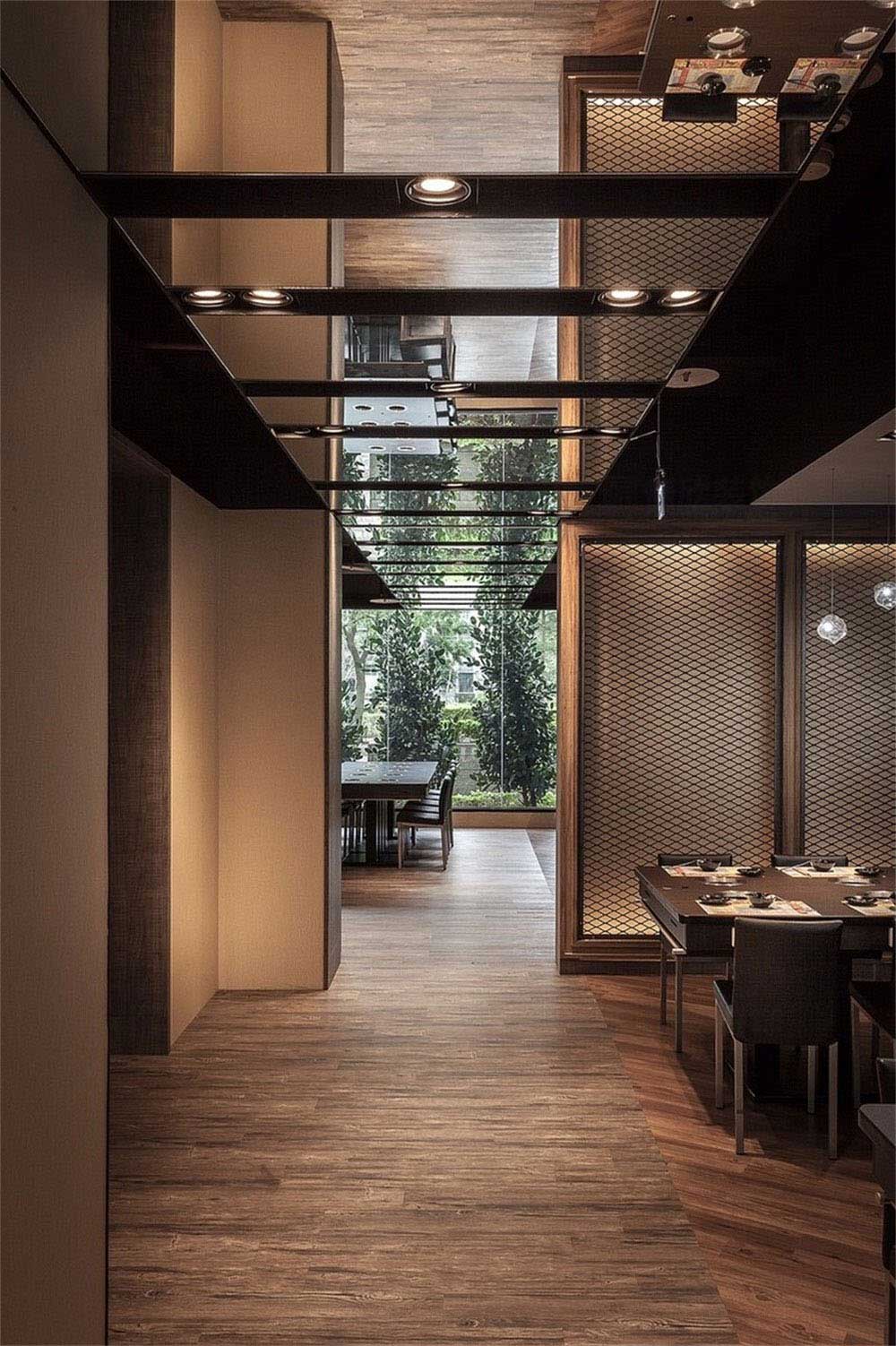 深圳鹽田現代簡約風格火鍋店裝修設計黑色金屬網裝飾格柵 深圳鹽田現代簡約風格火鍋店裝修設計黑色金屬網裝飾格柵