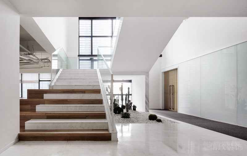 北歐現(xiàn)代風格辦公空間樓梯廳裝修圖