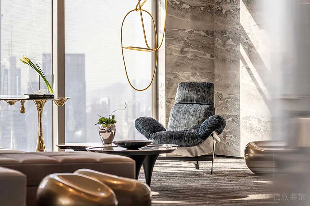 輕奢風(fēng)辦公場所案例前廳休閑區(qū)空間設(shè)計裝修圖