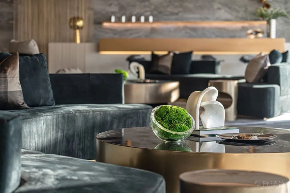 輕奢風(fēng)格辦公場所案例大堂接待區(qū)設(shè)計裝修圖