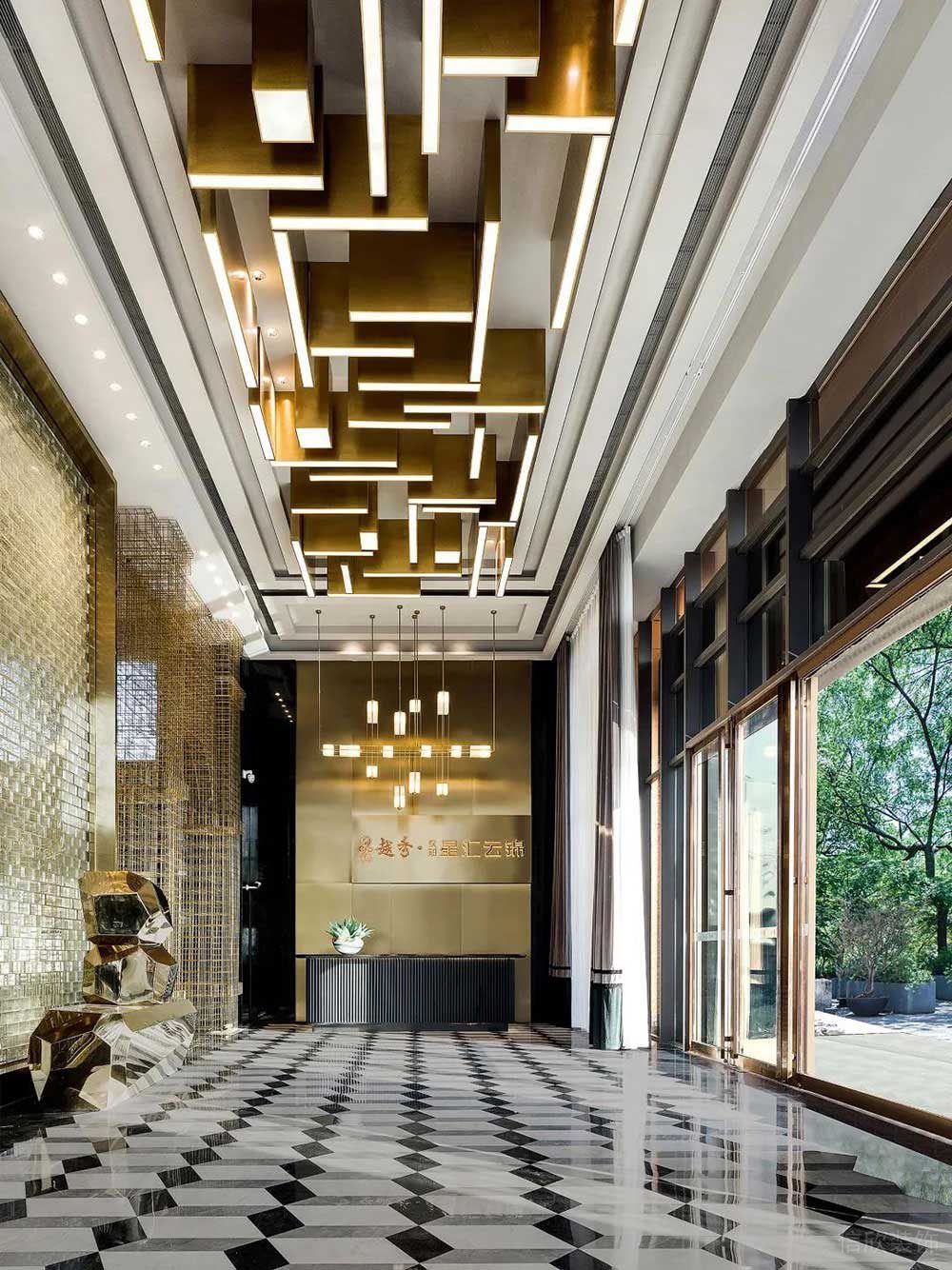 輕奢風(fēng)格辦公空間大堂設(shè)計裝修圖