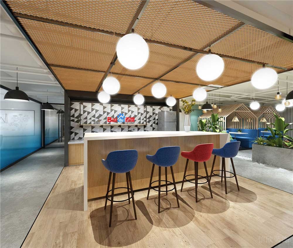 現(xiàn)代北歐風辦公空間吧臺休閑交流區(qū)裝修圖