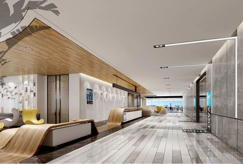 現(xiàn)代北歐風辦公室服務大堂裝修圖