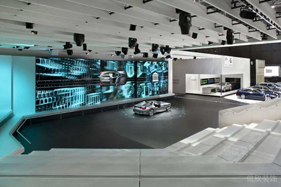 未來科技感顯示屏會場裝修階梯車展效果圖燈光燈飾效果圖