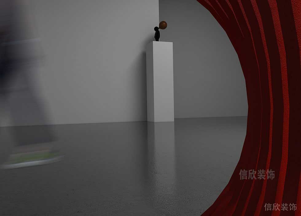 工作室過道裝修設(shè)計(jì)簡(jiǎn)約風(fēng)紅色弧線設(shè)計(jì)