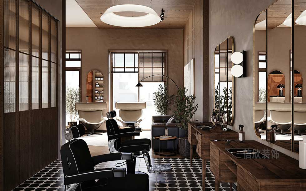 100平方復古風美發店美發區裝修設計 100平方復古風美發店美發區裝修設計