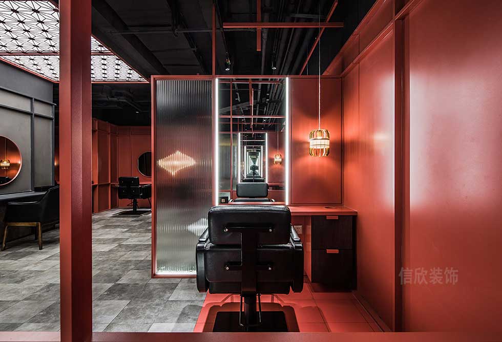 深圳寶安紅色美發店VIP間裝修設計 深圳寶安紅色美發店VIP間裝修設計